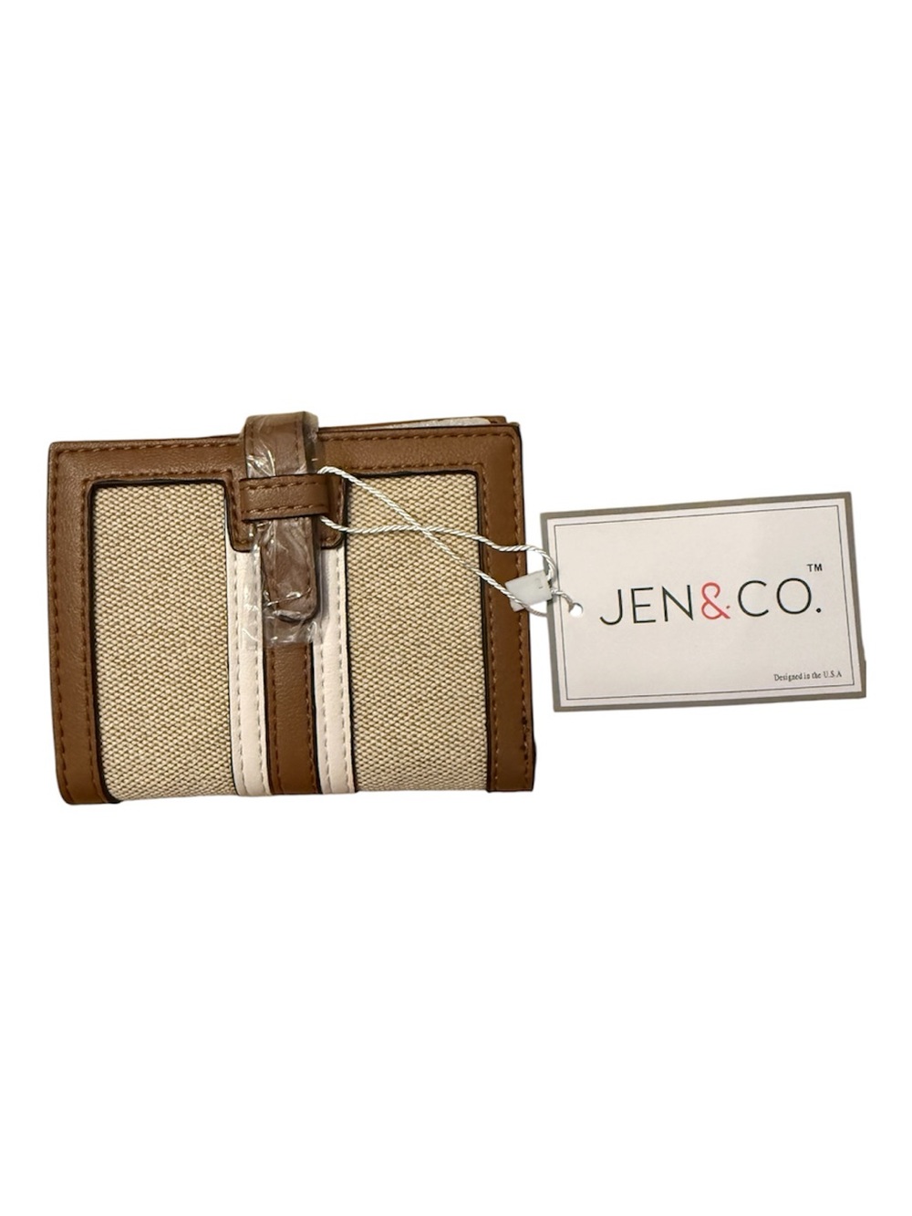 JEN & CO. Canvas and Vegan Wallet - Tan & Cream